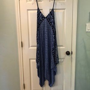 TOMMY BAHAMA - Handkerchief MAXI Dress - Size L/XL - Navy Blue Bandana pattern.
